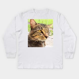 Yellow-Eyed Cat Kids Long Sleeve T-Shirt